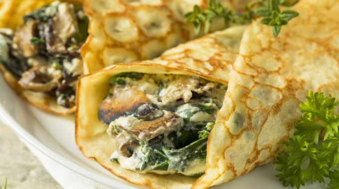 photo with Savory Homemade Mushroom and Spinach Crepes