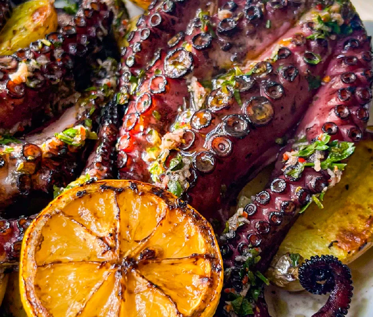photo with grilled octopus