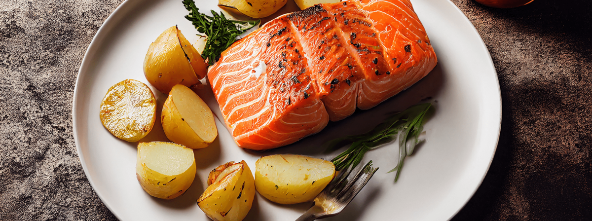 Baked Salmon and Dill & Seasoned Baked Potatoes