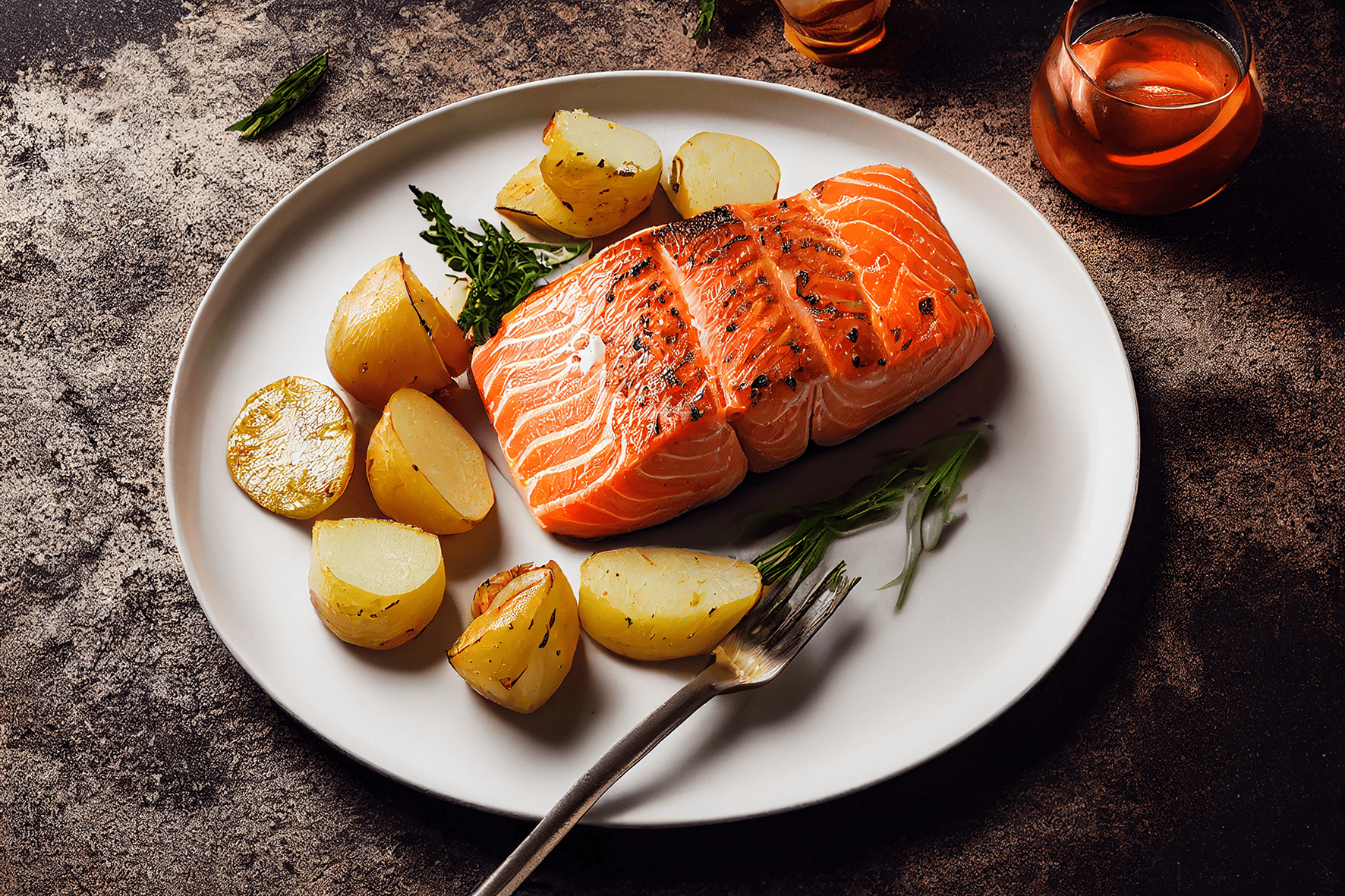 Baked Salmon and Dill & Seasoned Baked Potatoes