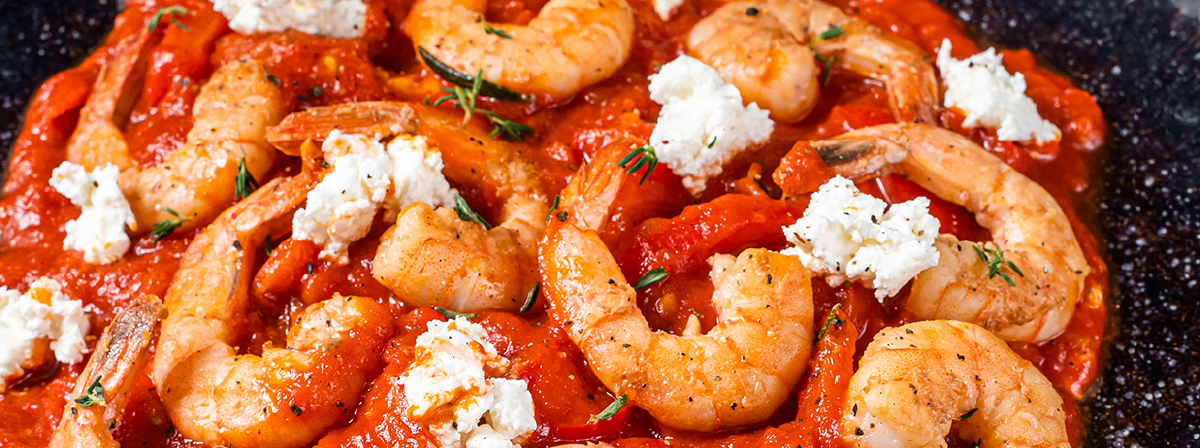 Shrimps with Tomato and Feta